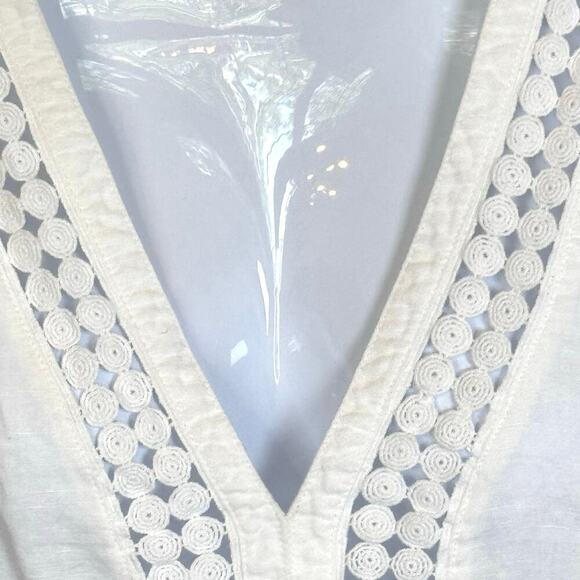 J. CREW White Embroidered Linen Beach Swimsuit Cover-Up Tunic Tassel Sz XXS - Picture 2 of 12